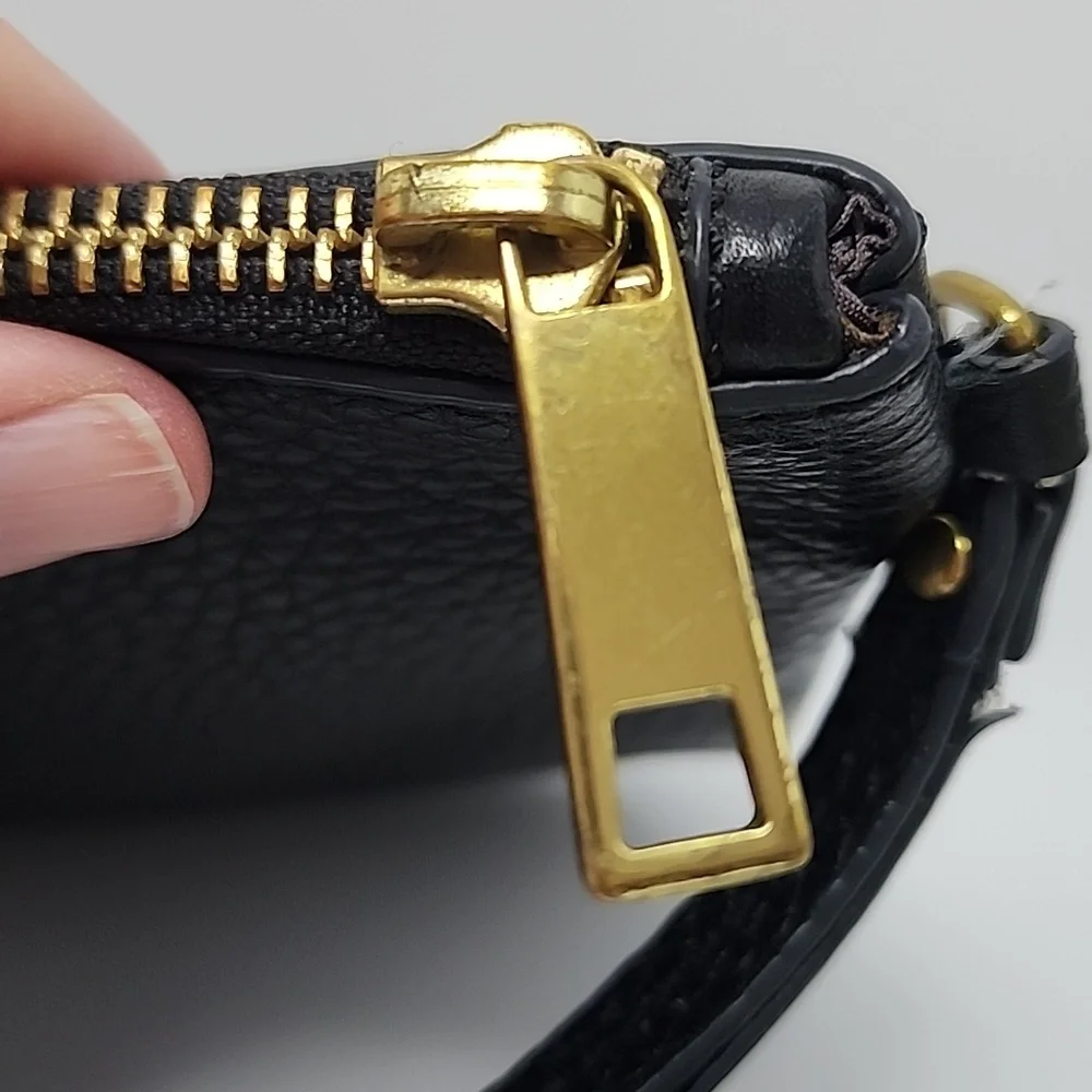 Fossil Black Pebbled Leather Clutch‎ with Gold Accents